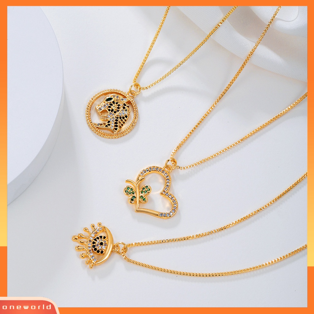 [EONE] Liontin Kalung Cubic Zirconia Halus Liontin Electroplating High Gloss Temperamen Leher Ornamen Tahan Luntur Indah Terang Kilau Kalung Perhiasan Aksesori