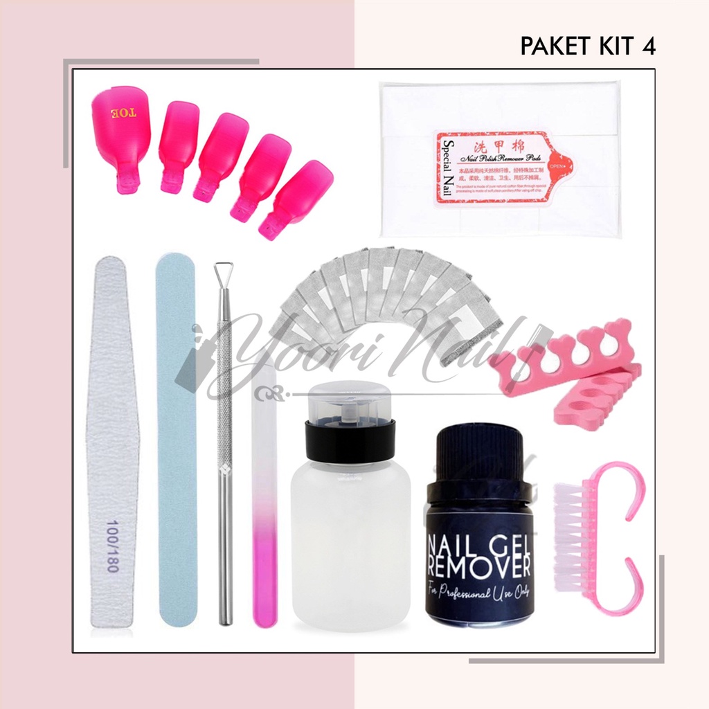 Nail art kit package 4 perlengkapan nail art paket buffer remove nail polish  paket nail art lengkap