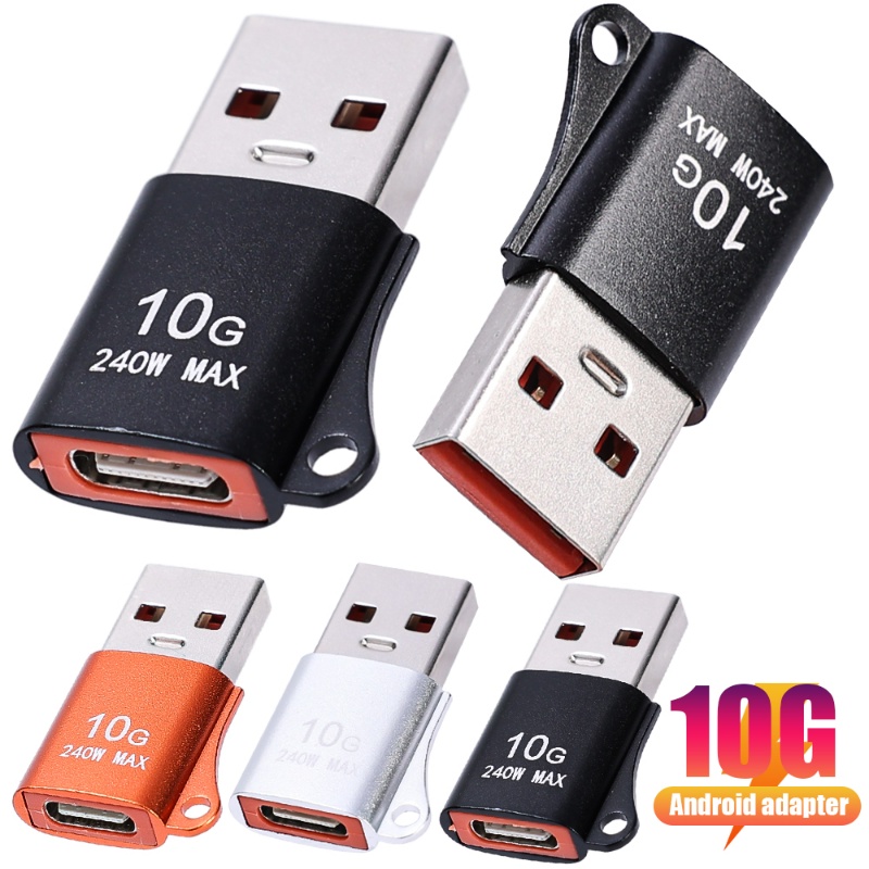 Adaptor Transfer Data USB Ke Tipe C 240W Untuk Xiaomi/10GBS USB3.0 Male To C Female Converter Aksesoris Kantor