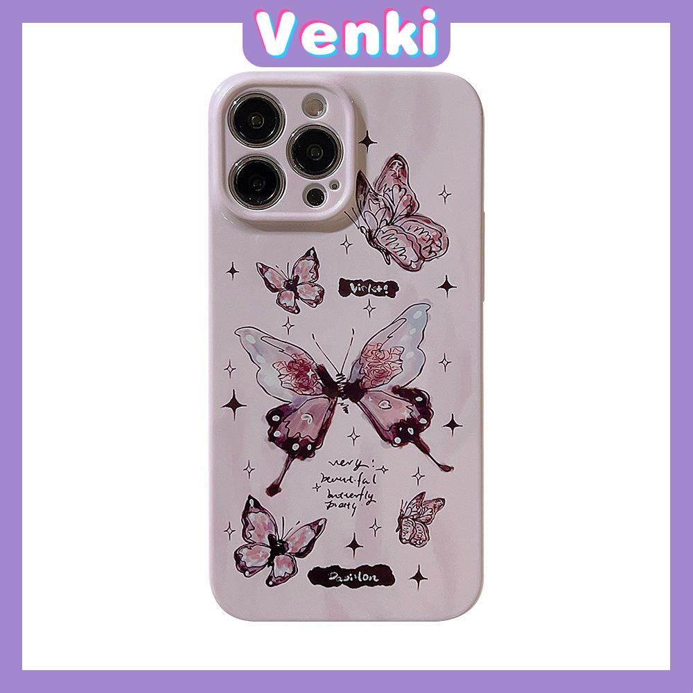 VENKI - For iPhone 11 iPhone Case Cream Glossy Soft Case TPU Shockproof Camera Cover Protection Purple Butterfly Compatible with iPhone 14 13 Pro max 12 Pro Max xr xs max 7Plus