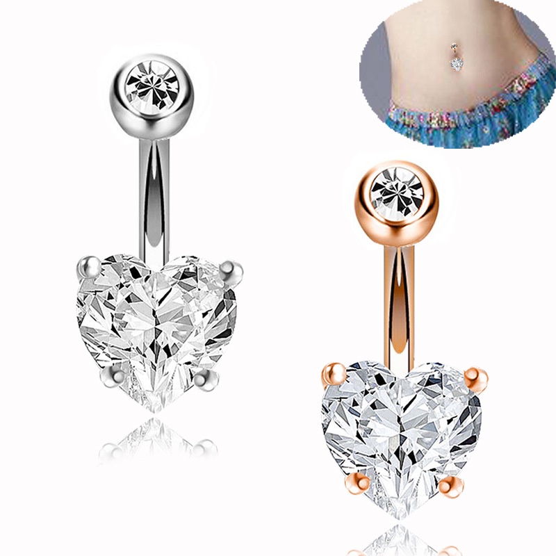 [Harga Grosir] Kristal Tindik Pusar Gaya Hati Pusar Tindik Anting Perut 1PC Baja Pusar Cincin Berlian Imitasi Butterfly Belly Button Ring Wanita Tindik Perhiasan Tubuh