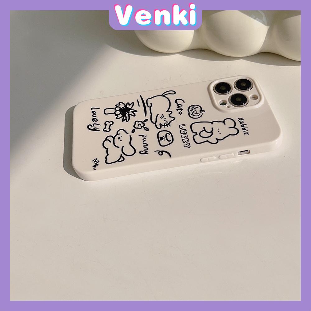 VENKI - For iPhone 11 iPhone Case White Glossy TPU Soft Shell Shockproof Camera Case Protection Stick Figure Animal Compatible with iPhone 14 13 Pro max 12 Pro Max xr xs max 7 8