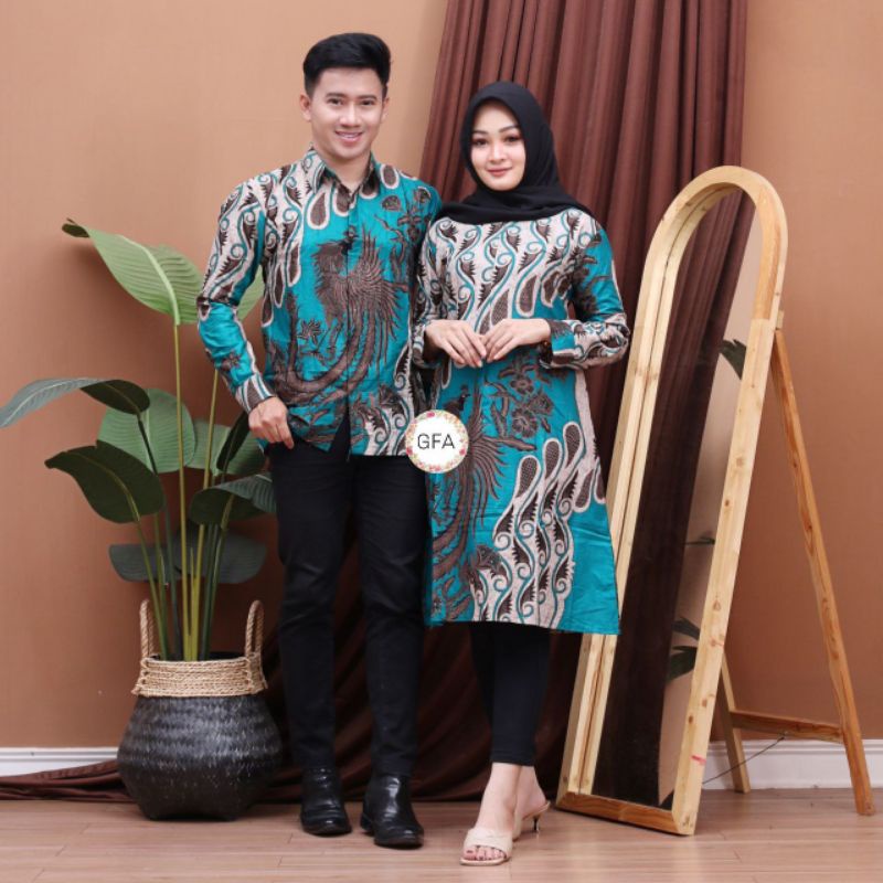 Batik Couple Tunik Baju Batik Couple Modern Premium Kancing Depan Busui M L XL XXL Ready Seragam BN