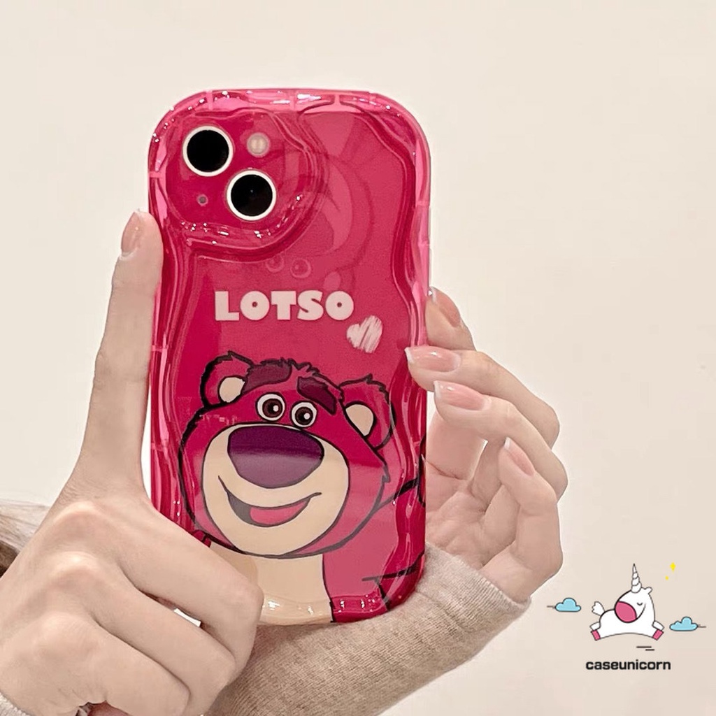 Untuk Realme C55 C53 C20A C21Y C35 C25Y C31 C25 C11 C12 5 5i 7i 6i 5s C17 C20 C25s C15 C30 C21 C33 C3 Narzo 20 Cute Dinosaurus 3D Wavy Curved Edge Kartun Strawberry Bear Manyo Case