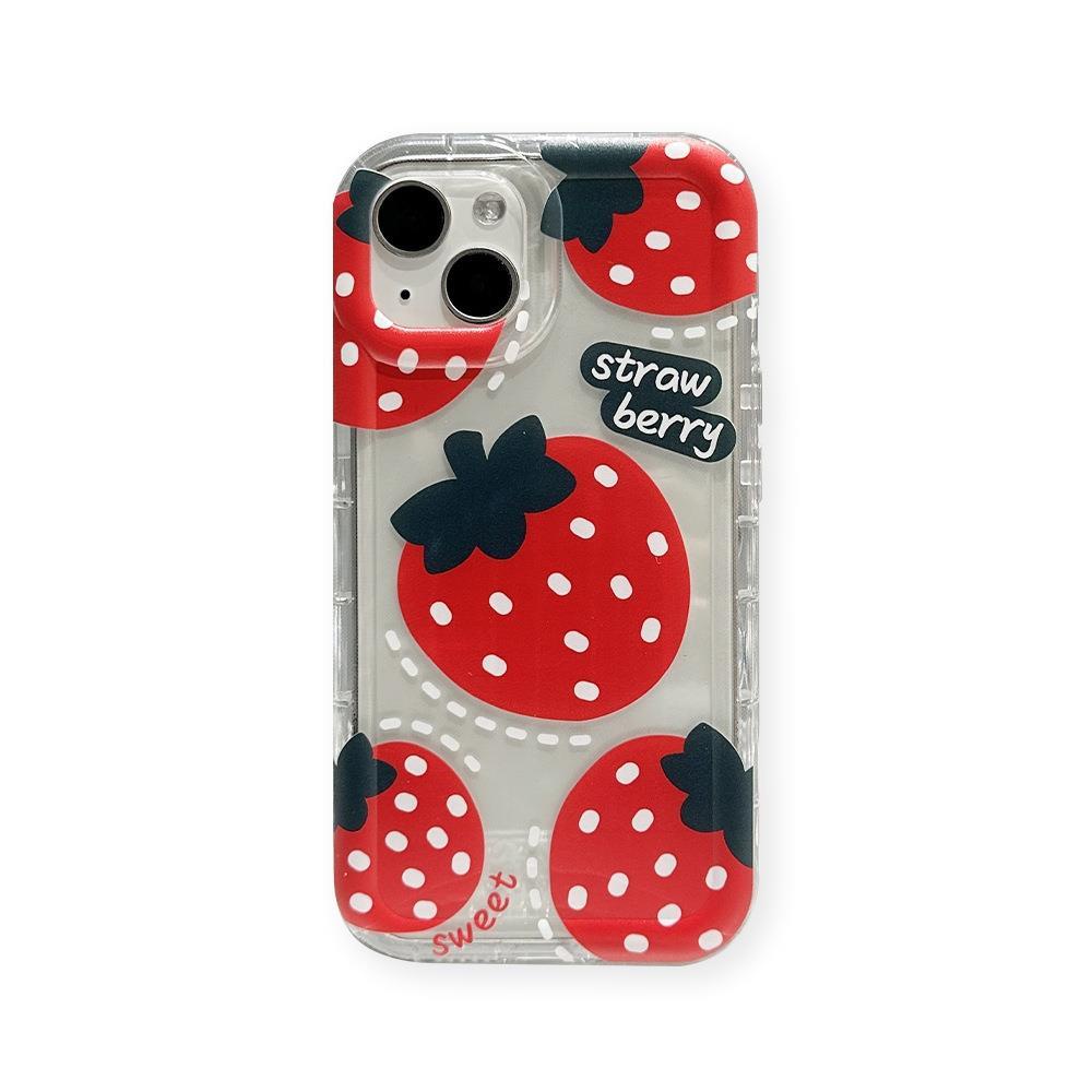 Ins Pola Strawberry Cocok Untuk iPhone 14 Pro Max iPhone Phone Case Airbag Protection Phone Case Kamera Tahan Guncangan Kompatibel Dengan iPhone 13 13pro 13prm iPhone 11 7Plus 8Plus Xr XS 12 Pro Max 12mini 13mini Phone Case