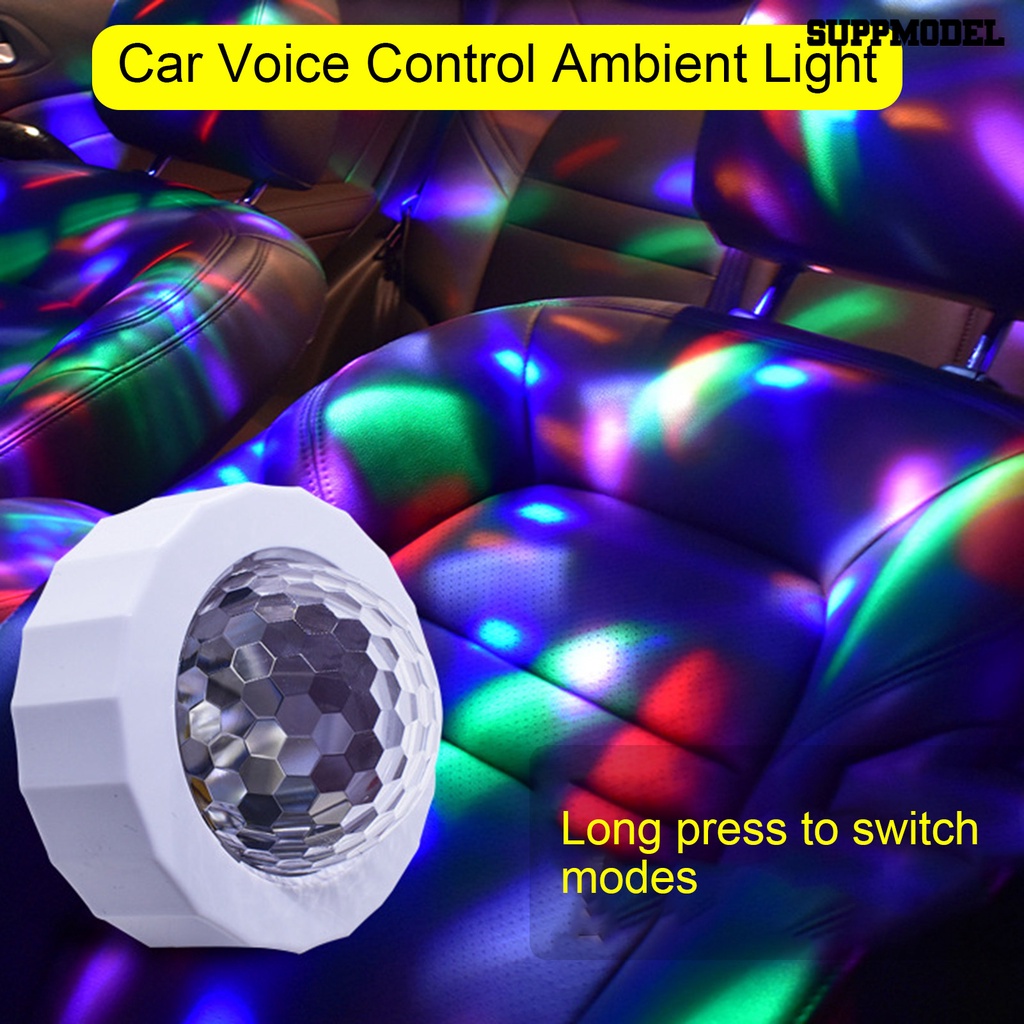 [SM Auto] 1set Lampu Ambient Mobil Antarmuka USB Kontrol Suara ic 5V 1A DJ RGB Mini Warna-Warni Musik Suara LED Suasana Cahaya Aksesoris Interior
