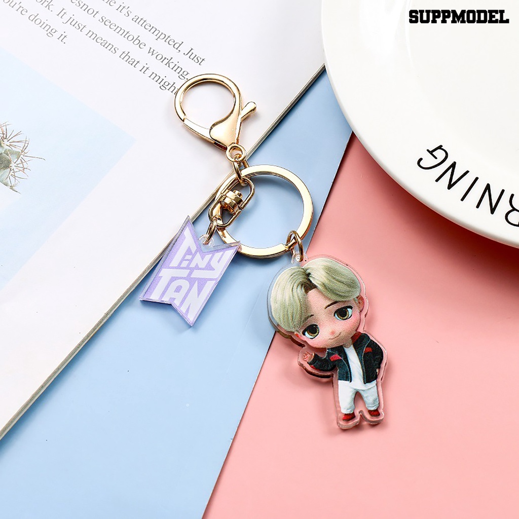[SM Otomatis] BTS Kartun Acrylic Keychain Tas Liontin Koper Gantungan Kunci Mobil Koleksi Hadiah