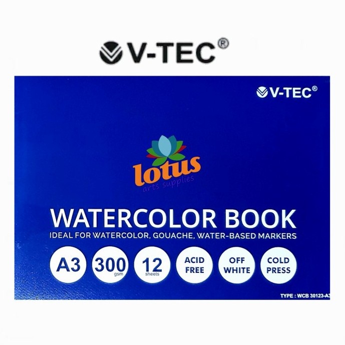 

V-TEC Watercolor Book A3 300gsm 12lembar