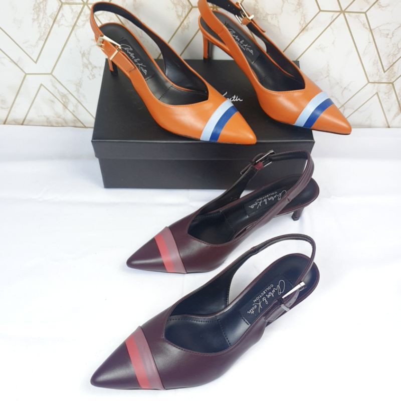 CxK Sepatu Wanita Slingback heels with stripe 1605-1