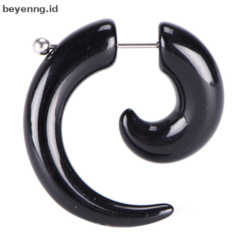 Beyen Gothic Wanita Pria Punk Hitam Akrilik Siput Stud Earrings Perhiasan Telinga ID
