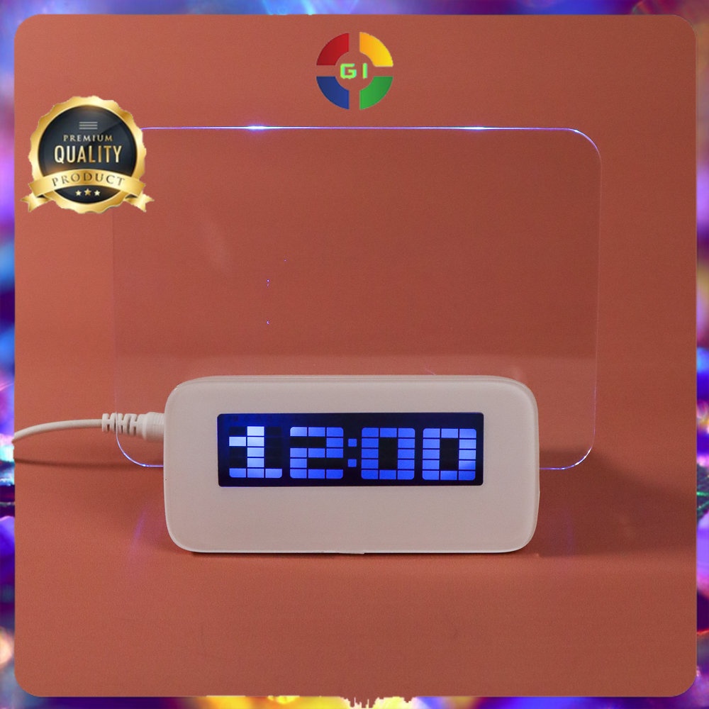 Jam LCD Display Alarm Clock with Memo Board White