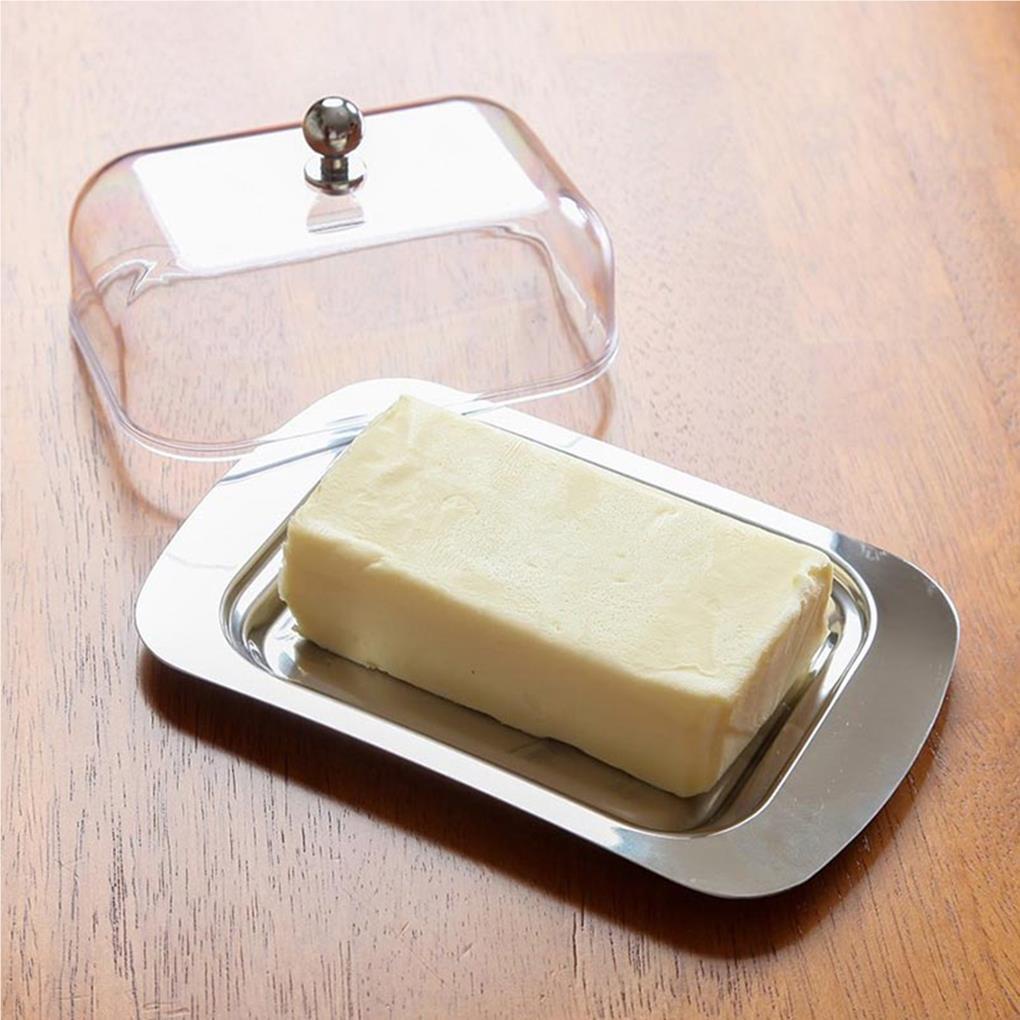 Butter Dish Tempat Penyimpanan Makanan Stainless Steel Dengan Tutup Sealing Transparan