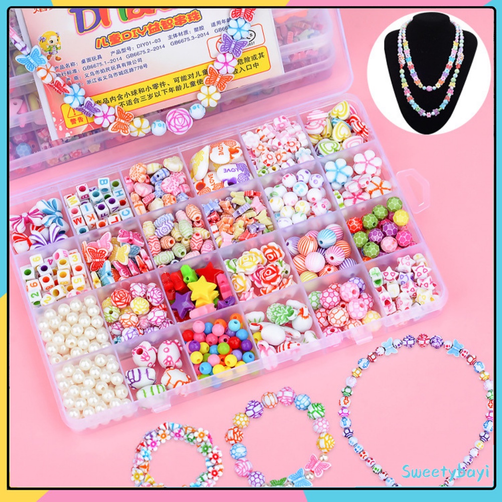 Sweetybayi Beaded set kotak manik meronce Mainan edukasi kreatifitas anak meronce gelang