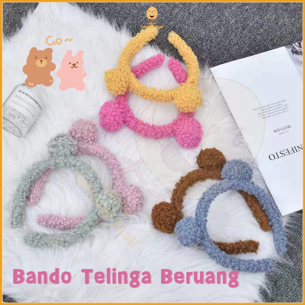 Lacoo Headband bandana bayi anak telinga beruang bear bulu Bando bayi anak import