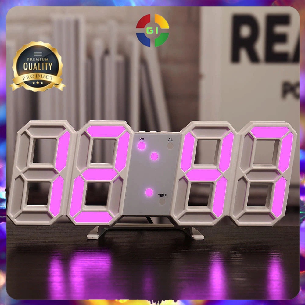 Jam Meja LED Digital Clock Light Purple