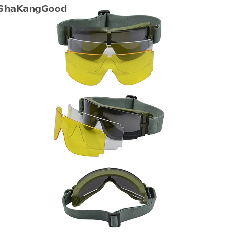 Skid Army Tactical Glasses Kacamata Paintball Shoog Kacamata Tahan Angin Military Tactical Goggles Kacamata Perlindungan Anti UV SKK