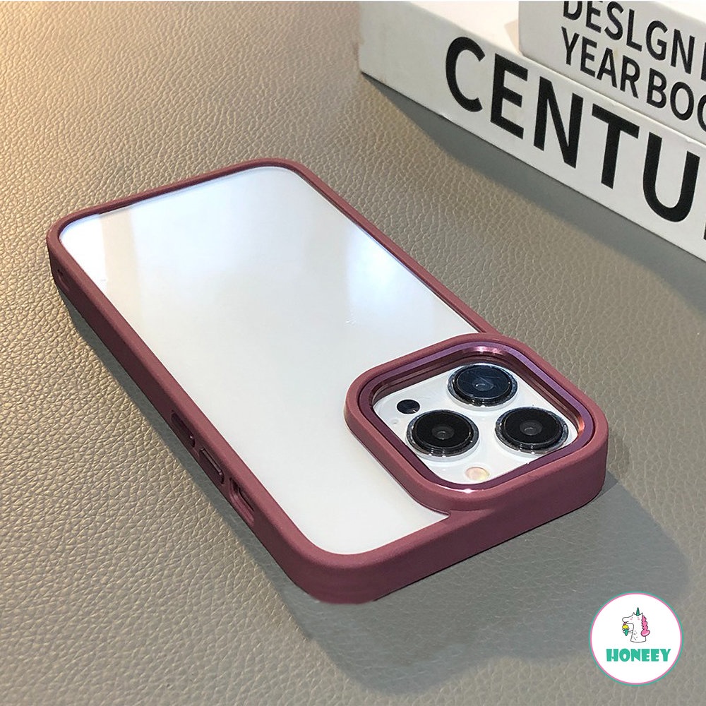 IPHONE Luxury Shockproof Armor Metal Button Case on Untuk Iphone14Plus13 12 11 Pro Max Perlindungan Lensa Kamera Bening Matte PC Cover