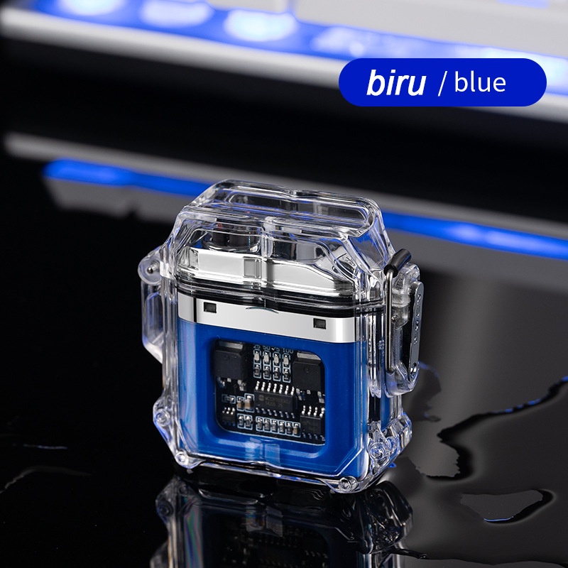 Korek Api Elektrik Fingerprint Touch Sensor LED Display HY6051 Transparan Shell Tahan Air Pulsa Elektronik Lebih Ringan Outdoor Tahan Angin Tahan Air Arc Pemantik Rokok