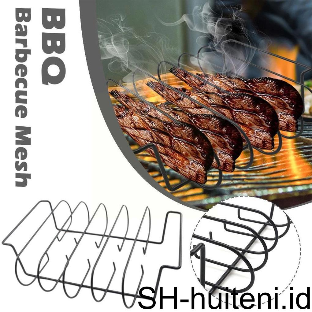 Rak Daging Panggang Daging BBQ Rib Steak Anti Lengket Stand Square Holders Roasting Grill Alat Untuk Rak Taman Dapur