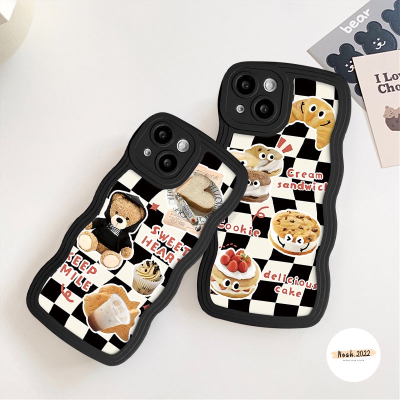 Case Untuk Infinix Hot 12i 9 11 10 Play Hot20 8 10T 20s 11s NFC 10s 10Lite 12Pro 11s Smart5 4 6 Plus Note8 10Pro 12Pro 12 Enak Cream Sandwich Cookie Kue Wavy Edge Case