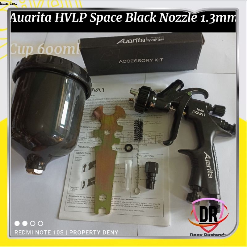 Spray Gun Auarita Nova 1 HVLP Space Black 1.3mm Cup 600ml Original