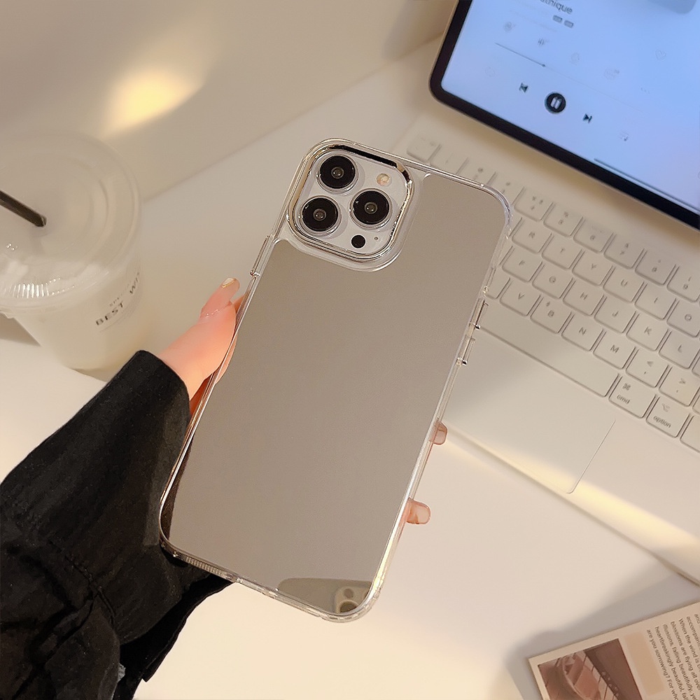 IPHONE Desain Dasar Dilapisi Bingkai Kamera Gadis Makeup Cermin Utuh Phone Case Cover Pelindung Untuk Iphone11 12 13 14 PLUS PRO MAX