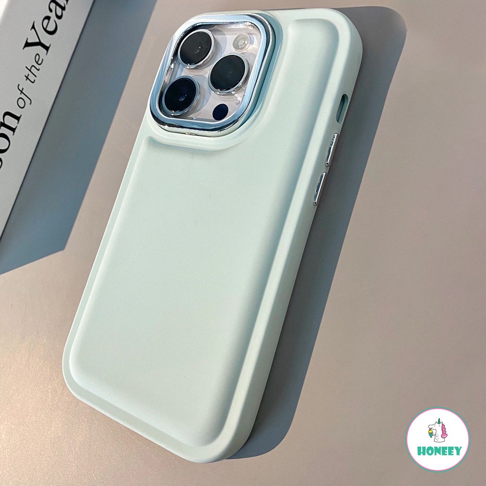 IPHONE Warna Solid Bantalan Udara Shockproof Phone Case Untuk Iphone13 12pro 11 14 Pro Max Permen Lembut Silikon Penutup Pelindung Kamera