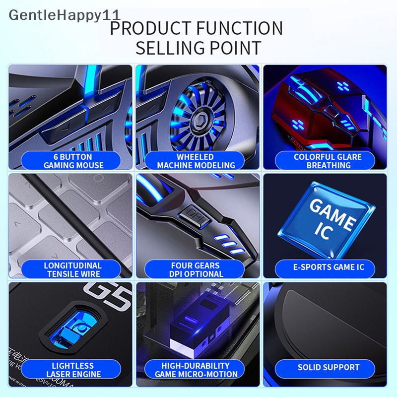 Gentlehappy Mouse Laser Untuk PC Gamer Mouse Gaming Mouse Ergonomis Dengan LED Backlit USB Mice id