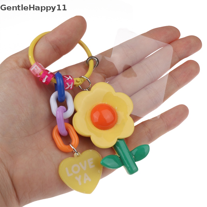 Gentlehappy 1Pc Rantai Ponsel Kreatif Berguna Lucu Resin Bunga Liontin Kunci Rantai id