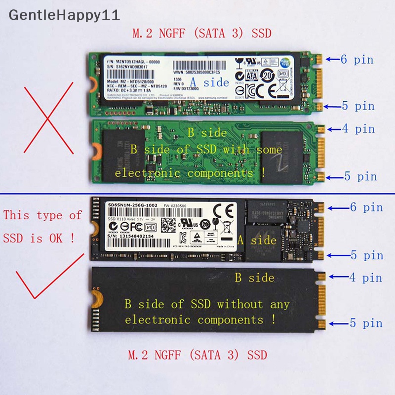 Gentlehappy M.2 NGFF SATA SSD converter adapter card Untuk macbook air 2012a1465 A1466 id