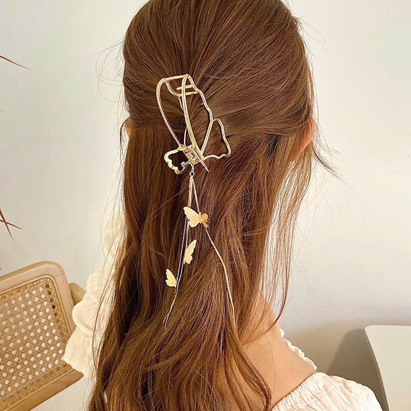 Alloy Kupu-Kupu Rumbai Rambut Cakar Rambut Klip Fashion Jepit Rambut Wanita Aksesoris Rambut