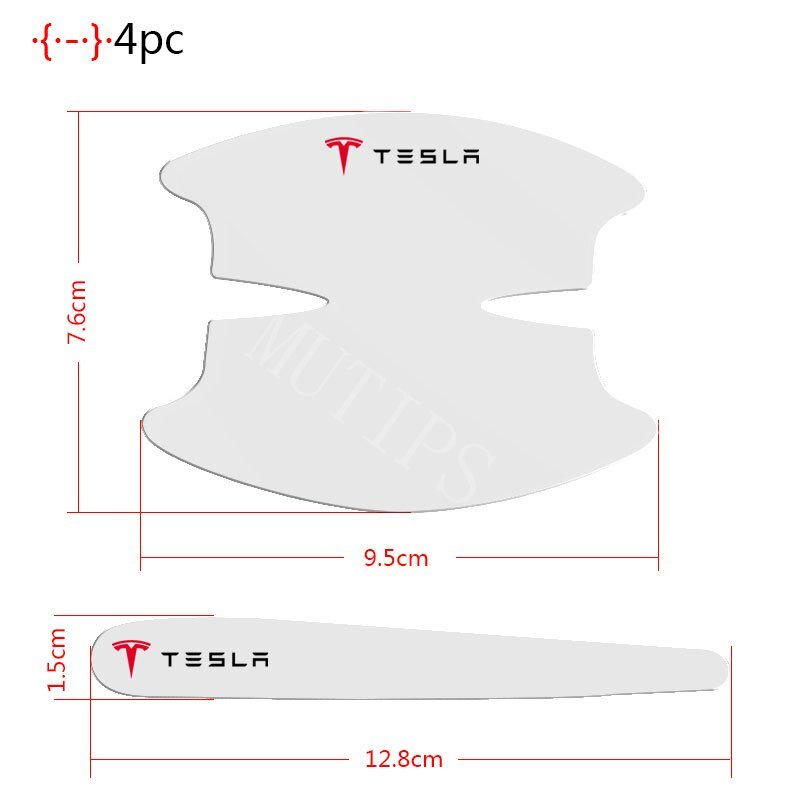 Tesla 8Pcs Stiker Pelindung Gagang Mangkok Pintu Mobil Transparan Film Perlindungan Anti Gores Untuk Model3 Y S X