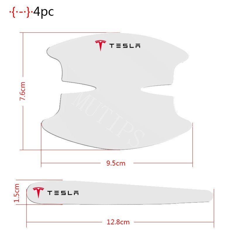 Tesla 8Pcs Stiker Pelindung Gagang Mangkok Pintu Mobil Transparan Film Perlindungan Anti Gores Untuk Model3 Y S X