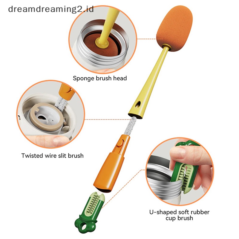 (drea) Sikat Pembersih 3in1 Cup Scrubber Gagang Panjang Lazy Bottles Brush Sikat Cuci//