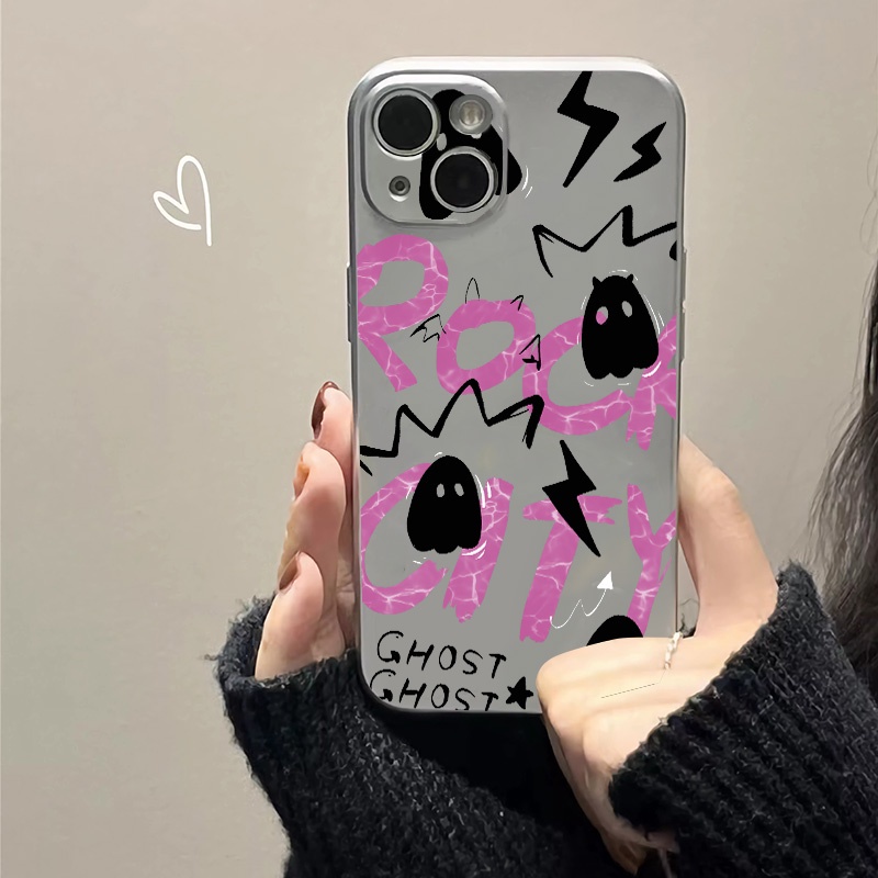 IPHONE Rock City Soft Phone Case Kompatibel Untuk Iphone14 13 12 11 Pro Max XS XR X8 7 6S Plus Casing Mini Electroplate TPU Silikon Shockproof Cover