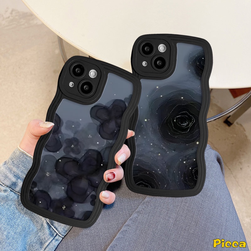 Casing Bunga Art Retro Untuk Infinix Hot11 9 10 12 Play Note12 G96 10 Pro Hot 20 9 10 11s 10s 12i 10Lite 20s 8 12 Pro Smart 4 6 5plus Vintage Floral Wavy Edge Soft Tpu Sarung