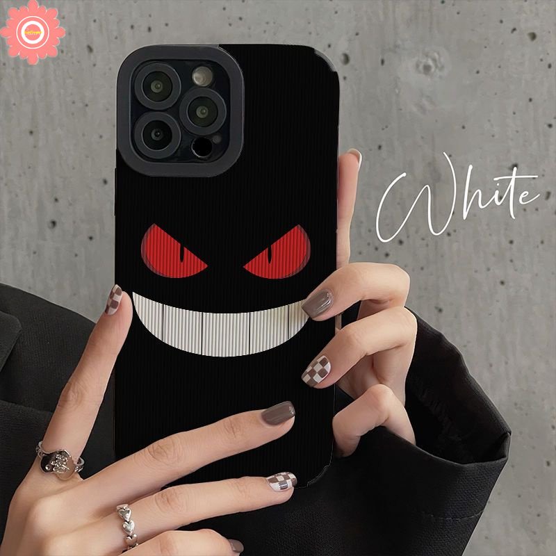 IPHONE Jahitan Kontras Smiley Phone Case Kompatibel Untuk Iphone11 7 8 Plus X XR 7Plus 14 12 13 Pro MAX XS MAX Retro Mewah Tekstur Kulit Surat Label Silicon Lembut Shockproof Cover