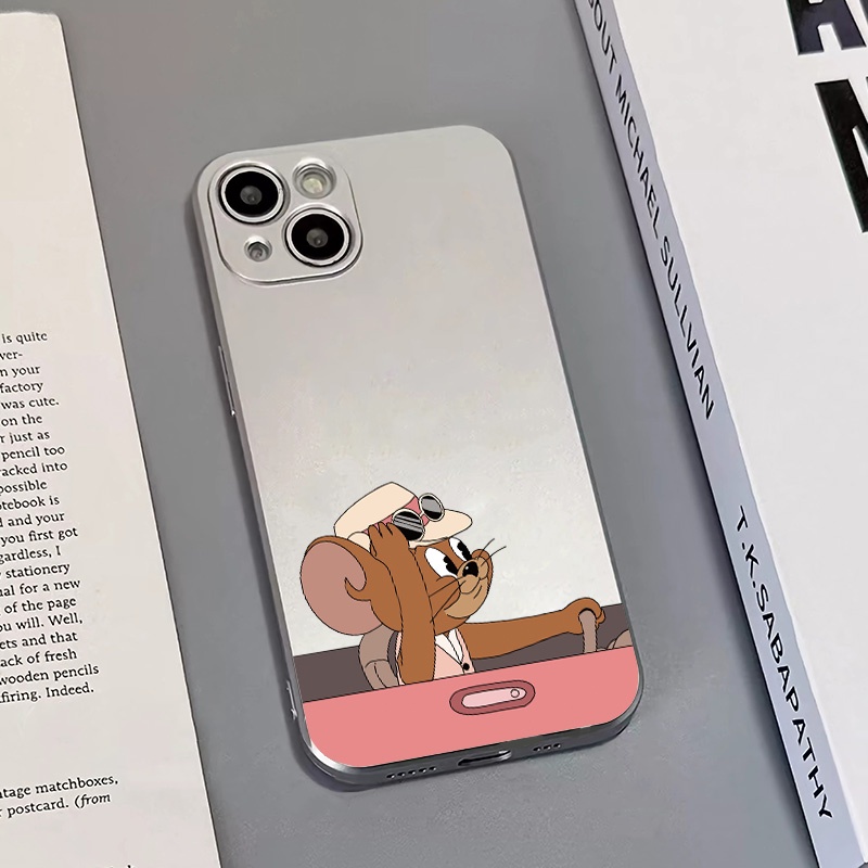 IPHONE Casing Ponsel Electroplate Pasangan Kucing Lucu Kompatibel Untuk Iphone11 14 13 12 Pro XS Max XR X8 +7 6S Plus Casing Mini TPU Silikon Shockproof Cover