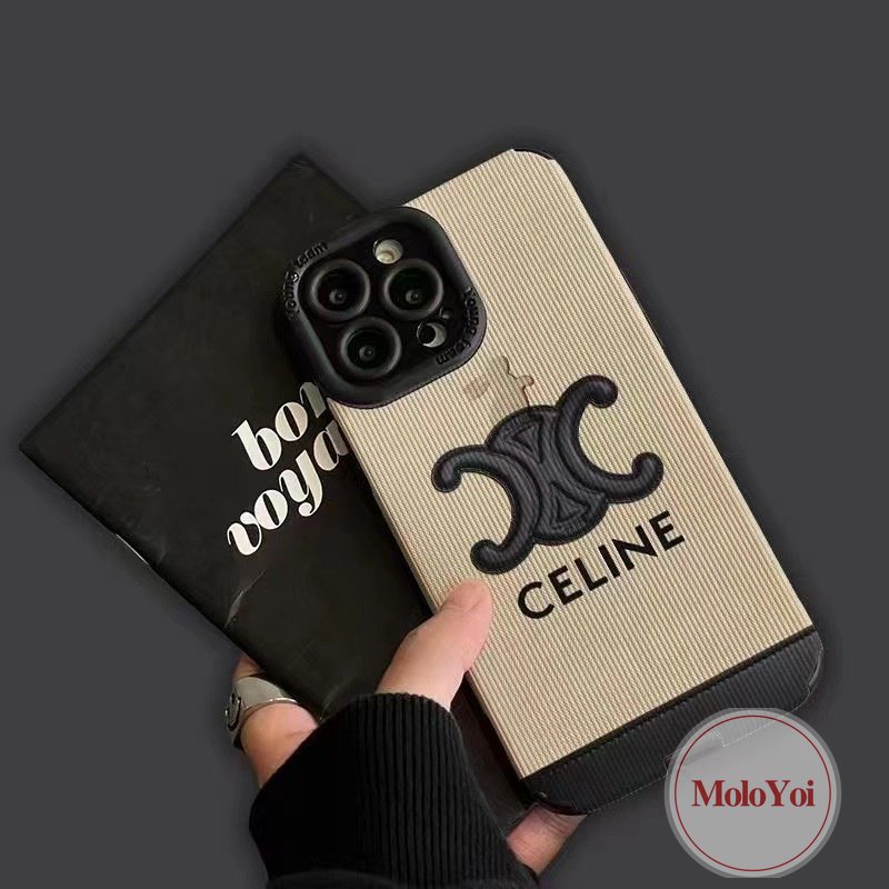 IPHONE Luxury Leather Texture Soft Silicon Gaya Eropa Dan Amerika Case Kompatibel Untuk Iphone11 12 14 13 Pro MAX 7Plus XR XS X Max8 7 Plus Merek Trendi CELENE Phone Cover