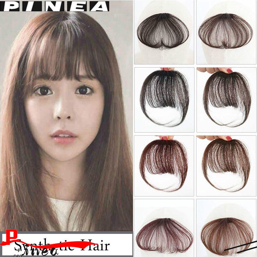 Rambut Poni Depan Lurus Bahan Sintetis Tipis Natural Warna-Warni Gaya Korea Untuk Wanita