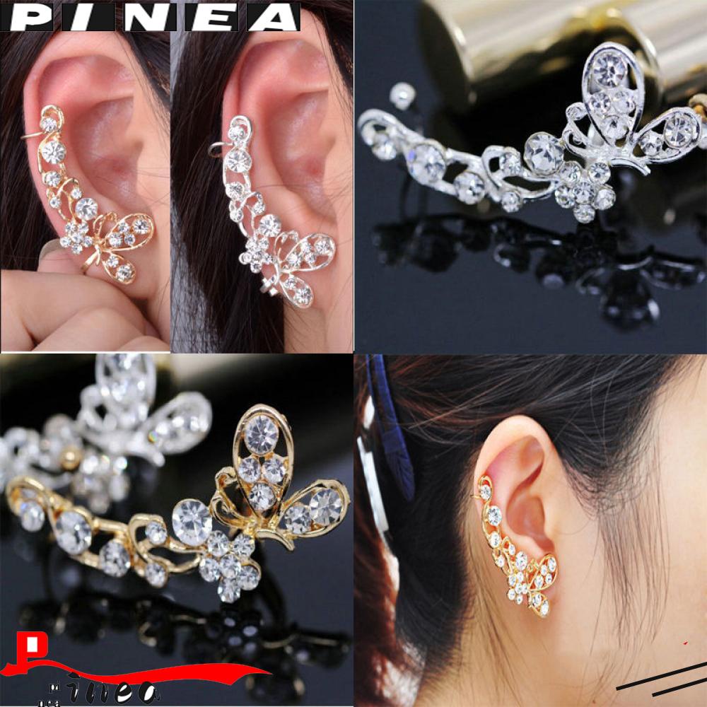 Nanas 1PC Anting Tusuk Wanita Fashion Bunga Kristal Clip-on