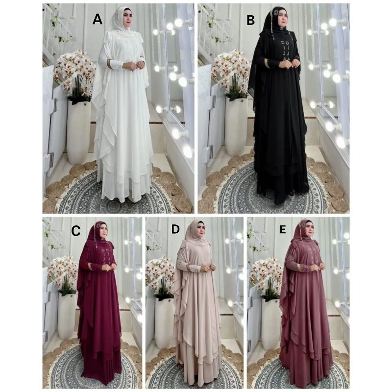 Dijah 686 part 2
Jubah set khimar hoodie 
By dijah Syari Branded Ceruty Premium