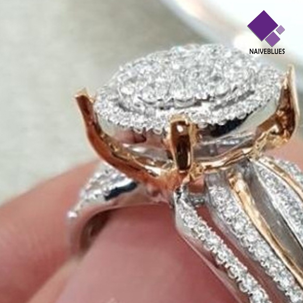 &lt; Naiveblues &gt; Cincin Wanita Hias Berlian Imitasi Tidak Luntur Ringan Multi Layers Pernikahan Untuk Ulang Tahun