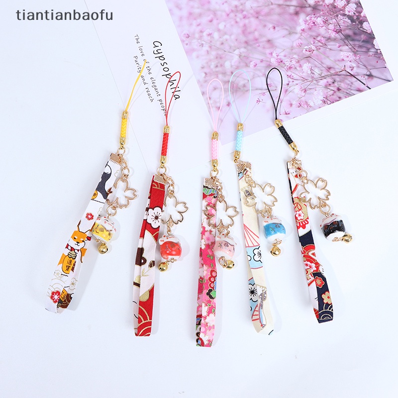 [tiantianbaofu] Tali Telepon Lanyard Bunga Daisy Kucing Bell Ponsel Tali Gantung Pesona Dekorasi Butik