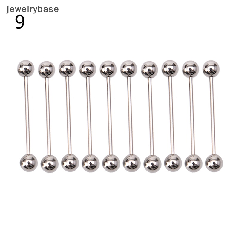 [jewelrybase] 10 Pcs Stainless steel Bola Lidah Pusar Nipple Barbel Rings Bar Body Boutique