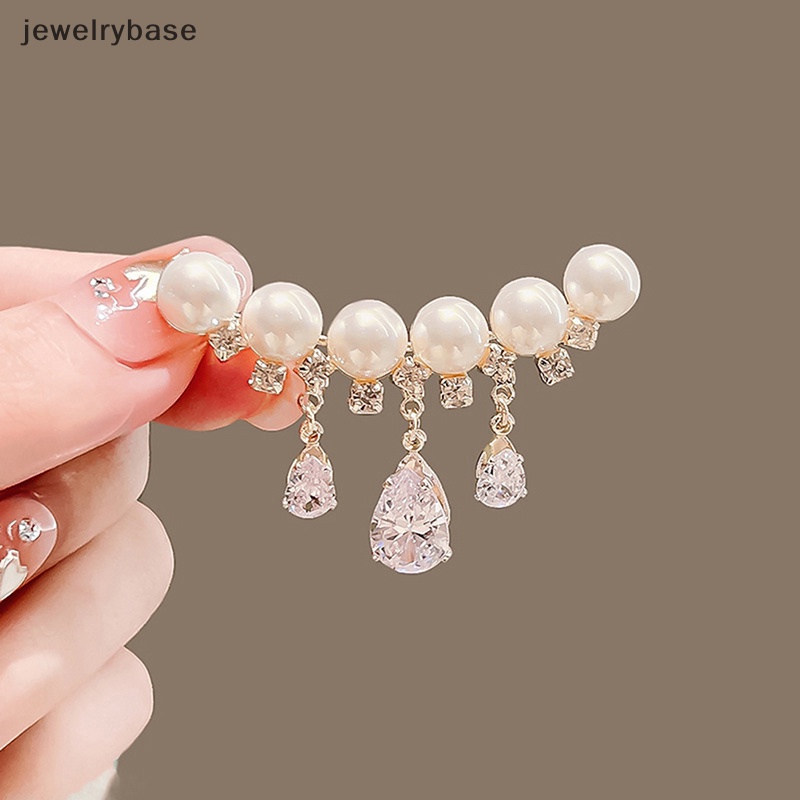 [jewelrybase] Fashion Mutiara Tetesan Air Berlian Imitasi Lapel Bros Pin Wanita Perhiasan Aksesoris Pesta Butik