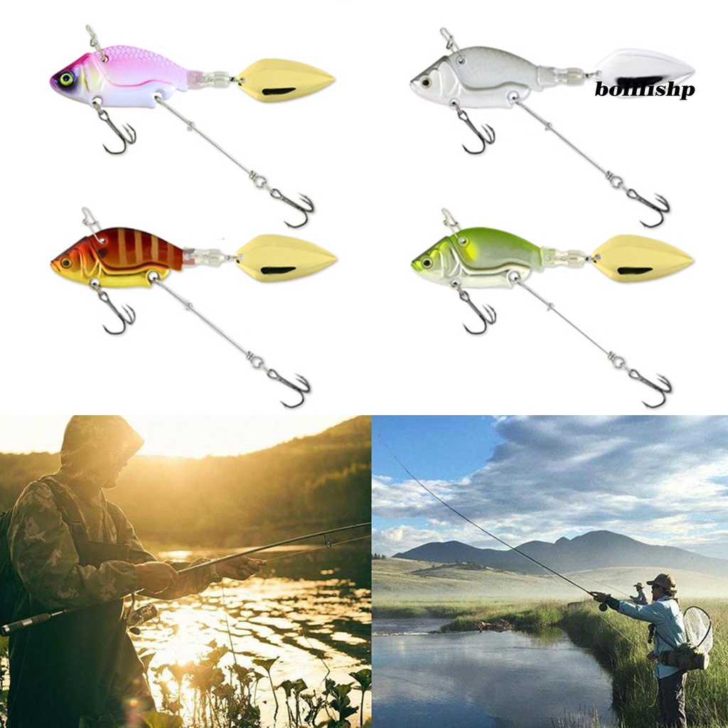 Bo-13.6g/44mm Umpan Palsu Spin Payet Tough Metal Treble Hook VIB Umpan Fishing Tackle