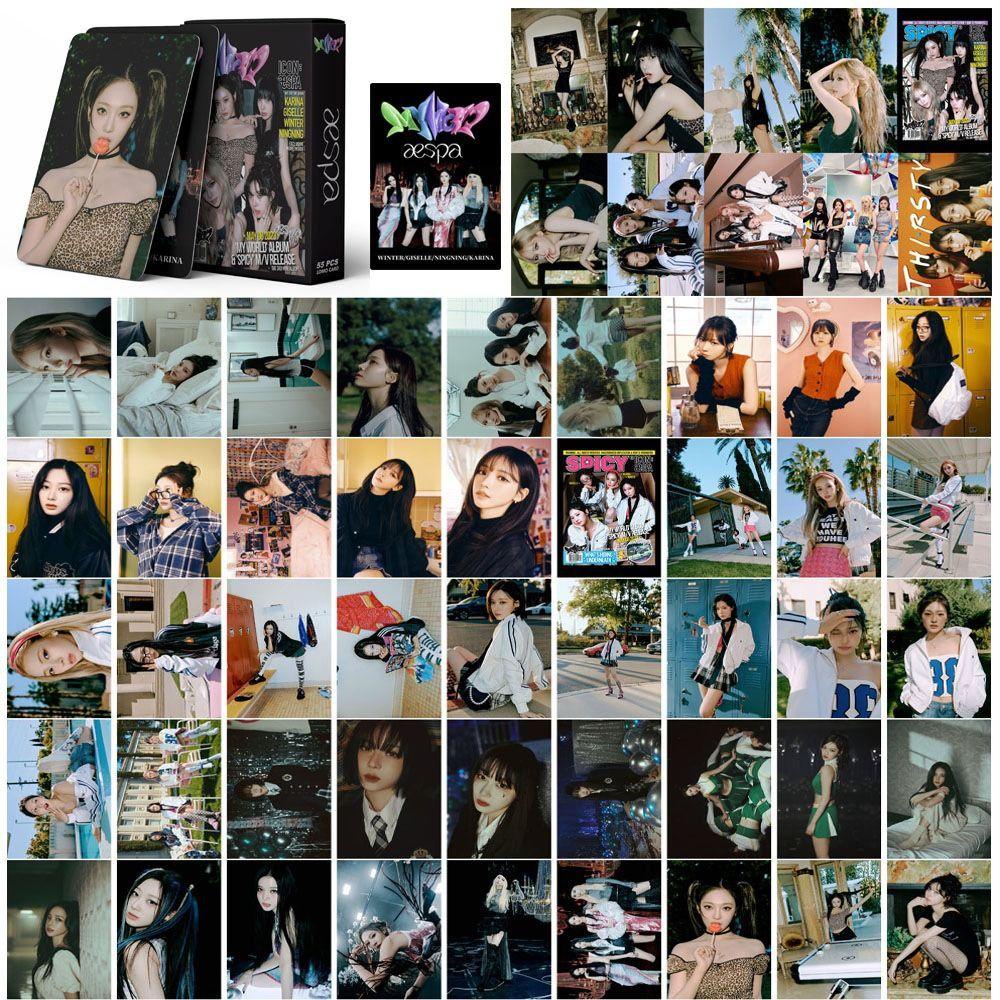 Lanfy Aespa Lomo Card Fans Hadiah Kado Ulang Tahun Treasure Card Set Kartu Kolektor Le Sserafim Unforgiven Idol Foto Aespa Minggu Korea Fashion Cowok Grup Aespa MY WORLD2