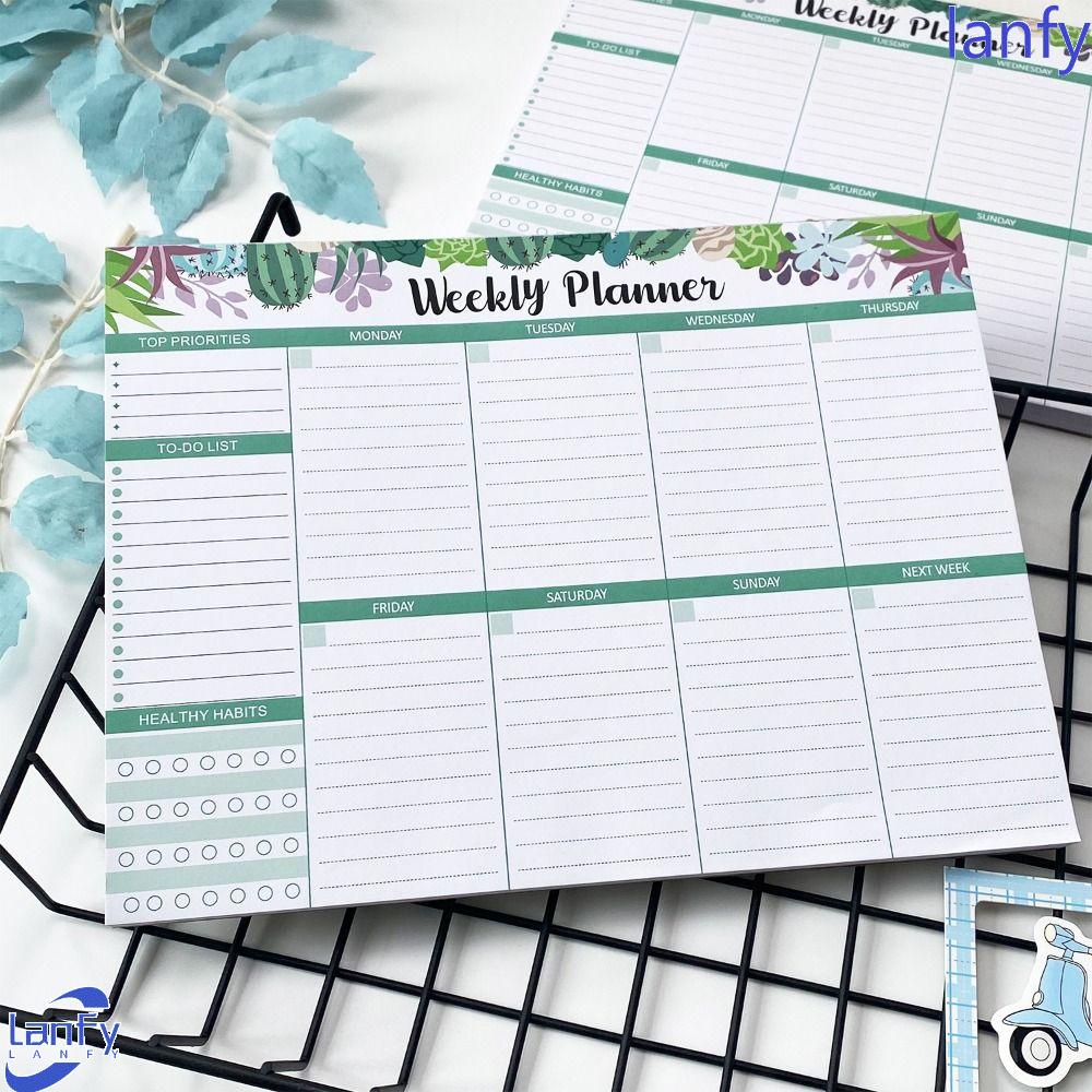 Lanfy Weekly Monthly Planner Lilit 52sheets Alat Tulis Kantor Sekolah Goal Habit Jadwal Planner B5 Agenda Planner