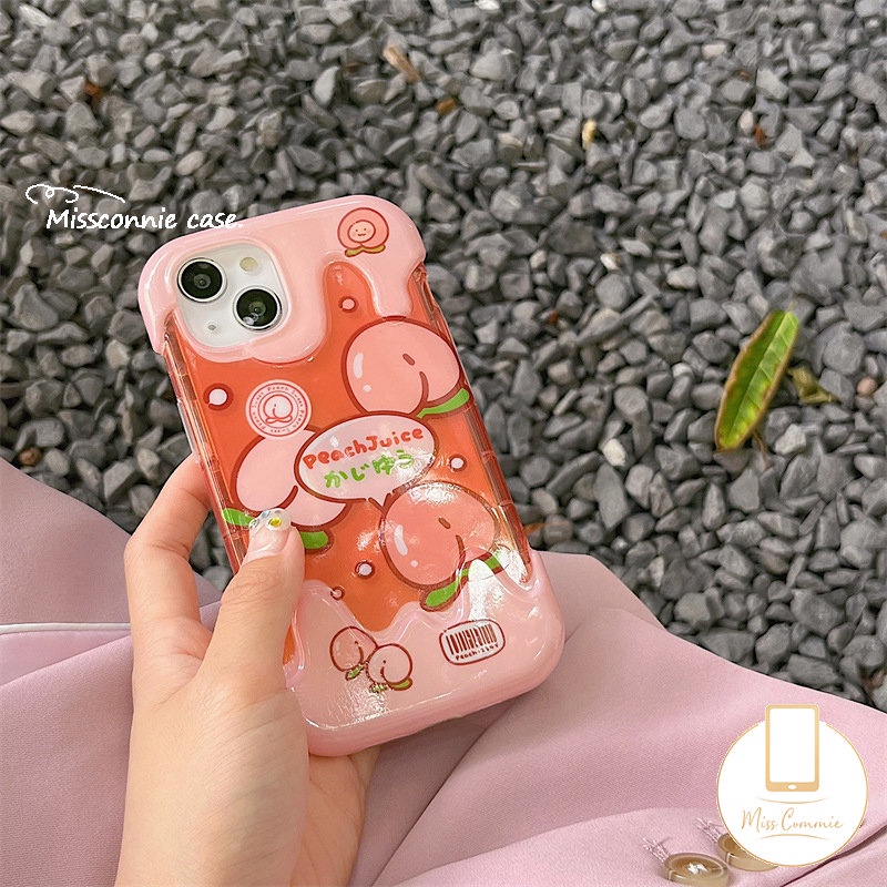 IPHONE Ins Musim Panas Buah Peach Orange Casing Ponsel Kompatibel Untuk Iphone14 11 12 13 Pro Max XR 7Plus X7 8 Plus XS Max SE 2020 Ice Cream Shockproof Cover Lembut TPU Shell